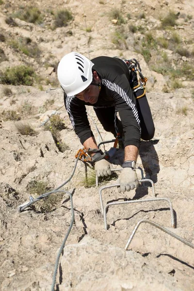 Climbing Ferrata Route Morata Jalon Zaragoza Province Aragon Spain — Stock Photo, Image