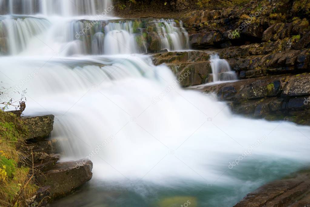Waterfall in Ordesa National Park, Pyrenees, Huesca Province, Aragon, Spain.