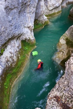 Kanyoning Vero nehir, Guara Dağları, Huesca Eyaleti, Aragon İspanya.