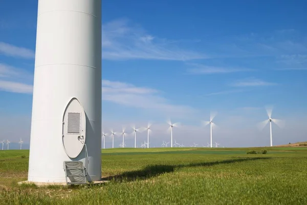 Moinhos Vento Para Produção Energia Elétrica Província Zaragoza Aragão Espanha — Fotografia de Stock