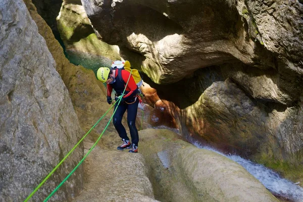 Canyoning Fago Canyon Pyrenéerna Huesca Provinsen Aragonien Spanien — Stockfoto