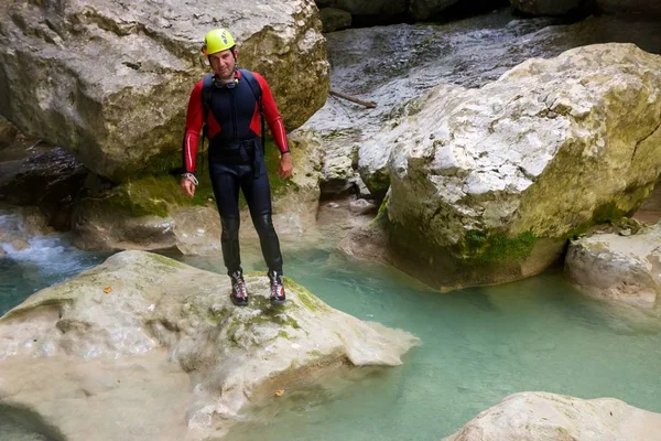 Canyoning Vero Rzeki Góry Guara Prowincja Huesca Aragonia Hiszpania — Zdjęcie stockowe