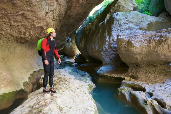 Canyoning Vero River Guara Mountains Huesca Province Aragon Spain — Stock Photo, Image