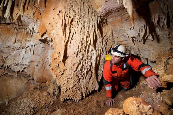 Caving Acederal Cave Zaragoza Province Aragon Spain — Stock Photo, Image