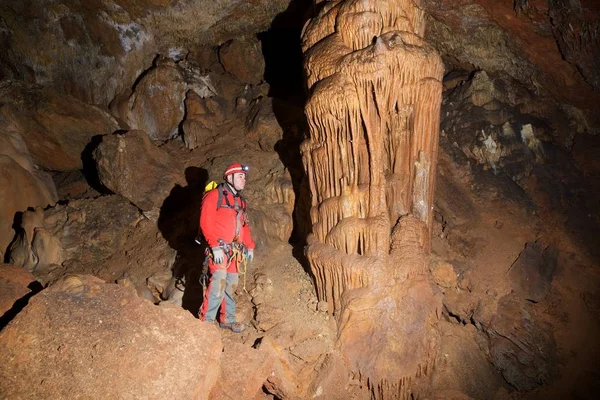 Barlangászat Barlang Niguella Tartomány Zaragoza Aragónia Spanyolország — Stock Fotó