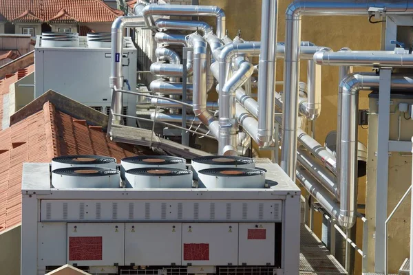 View Huge Group Air Conditioning Roof — Stock Photo, Image