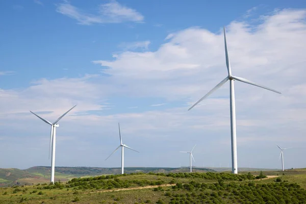 Kincir Angin Untuk Produksi Listrik Provinsi Soria Castilla Leon Spanyol — Stok Foto