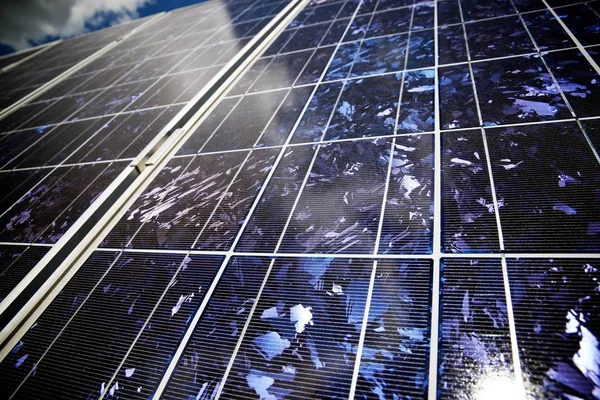 Detalle Panel Fotovoltaico Para Producción Eléctrica Renovable —  Fotos de Stock