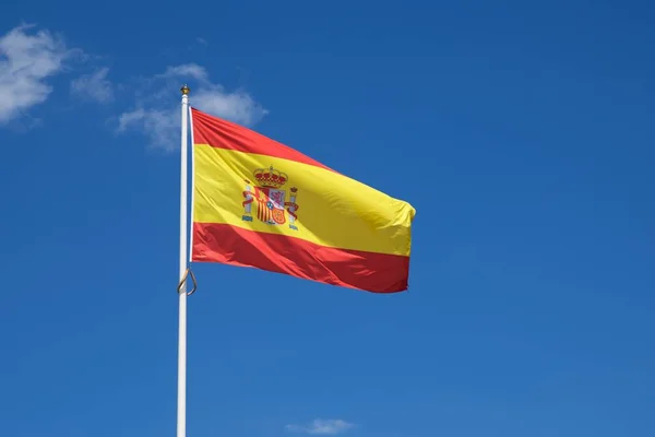 Primer Plano Bandera Nacional Española Ondeando — Foto de Stock