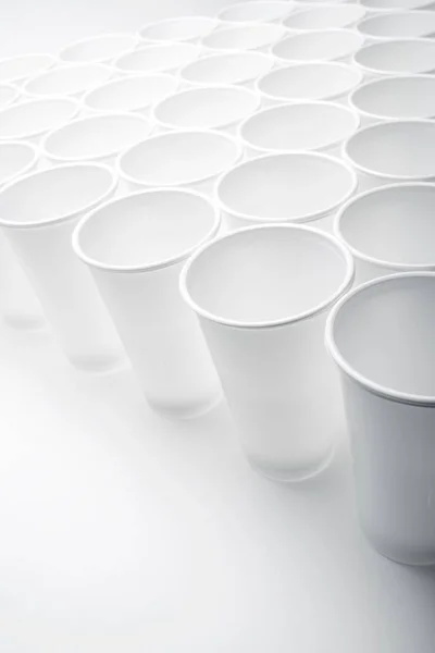 Grande Grupo Copos Plástico Descartáveis — Fotografia de Stock