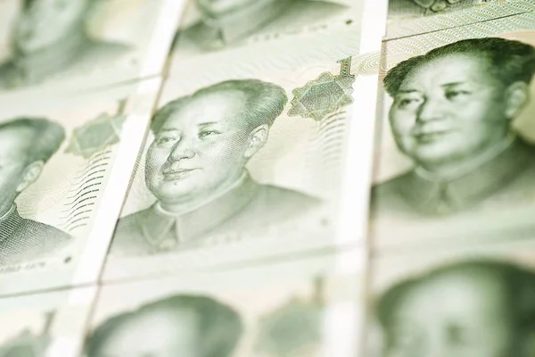 Billetes Yuan Una Mesa — Foto de Stock