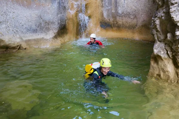 Canyoning Carruaca Canyon Guara Hegység Huesca Tartományban Aragónia Spanyolország — Stock Fotó