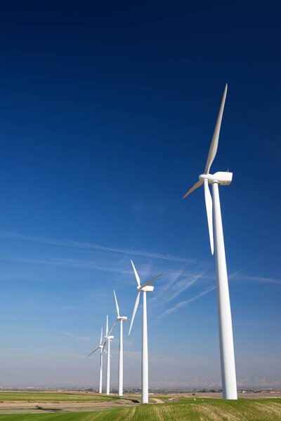 Windmills for electric power production, Zaragoza Province, Aragon, Spain