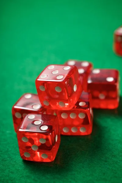 Casino Dices Green Felt — Stock Photo, Image