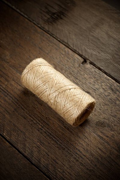 Natural rope on a wood table.