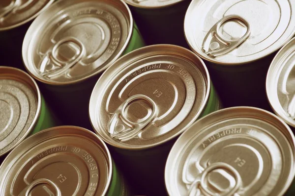 Closeup Group Aluminium Cans — Stock Photo, Image