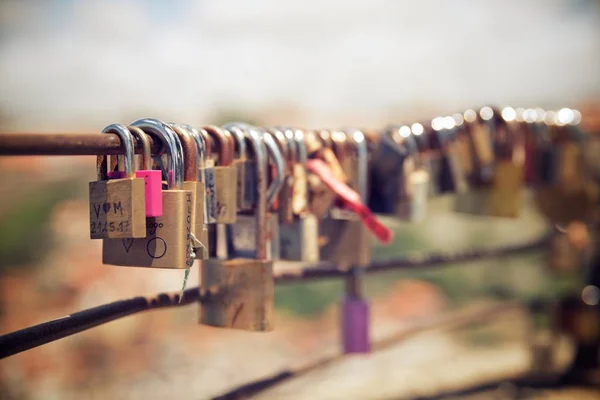 Cadenas Amour Sur Une Clôture Porto Portugal — Photo