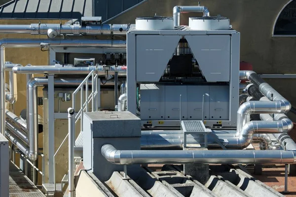 View Huge Group Air Conditioning Roof — Stock Photo, Image