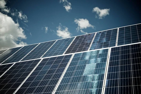 Dettaglio Pannello Fotovoltaico Produzione Elettrica Rinnovabile — Foto Stock