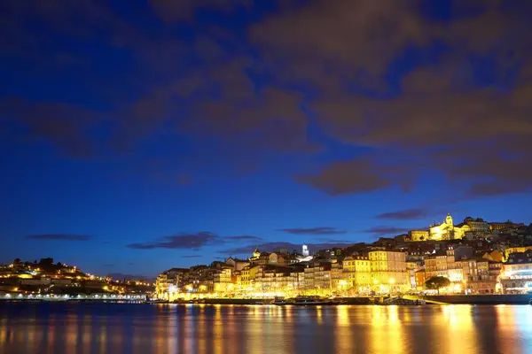 Vista Noche Oporto Portugal —  Fotos de Stock