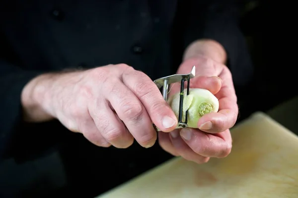 Bereiding Van Groenten Een Restaurant — Stockfoto