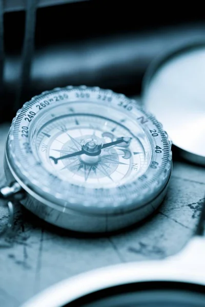 Vintage Kompassi Vanha Navigointikartta — kuvapankkivalokuva