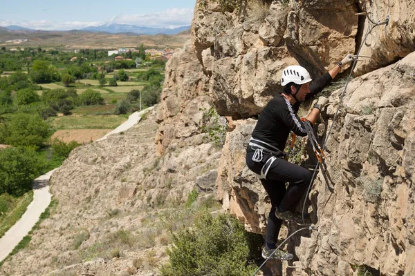Climbing Ferrata Route Morata Jalon Zaragoza Province Aragon Spain — Stock Photo, Image