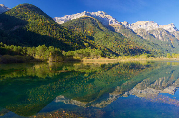 Lake in Pineta Valley in Pyrenees, Spain.