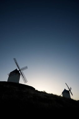 Consuegra 'daki yel değirmenleri, Toledo Eyaleti, Castilla La Mancha, İspanya.