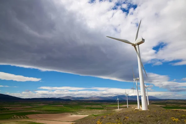 Větrné Mlýny Pro Výrobu Elektrické Energie Provincie Zaragoza Aragon Španělsko — Stock fotografie