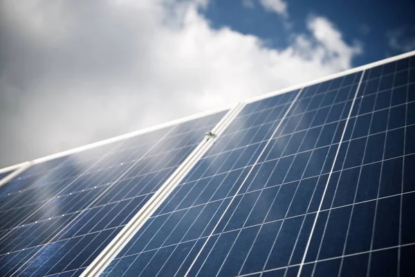 Megújuló Villamos Energia Előállításához Használt Fotovoltaikus Panel Részletei — Stock Fotó
