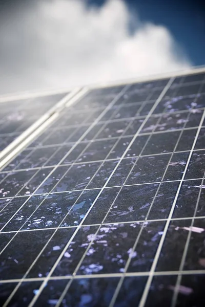Détail Panneau Photovoltaïque Pour Production Électricité Renouvelable — Photo