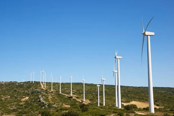 Moinhos Vento Para Produção Energia Elétrica Província Zaragoza Aragão Espanha — Fotografia de Stock