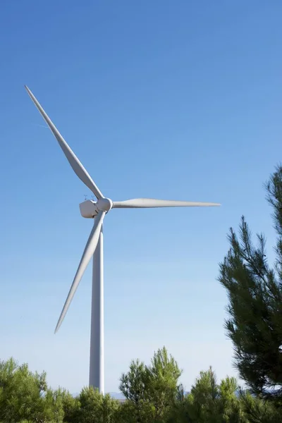 Moulin Vent Pour Production Électricité Province Saragosse Aragon Espagne — Photo