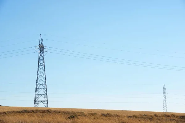 Linha Energia Província Zaragoza Aragão Espanha — Fotografia de Stock