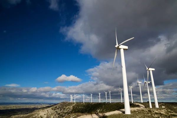 Windmühlen Zur Stromerzeugung Provinz Zaragoza Aragon Spanien — Stockfoto