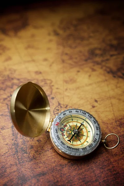 Vintage Kompas Oude Navigatiekaart — Stockfoto