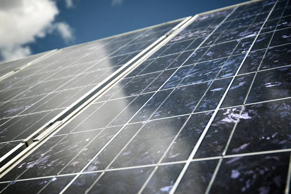 Detalle Panel Fotovoltaico Para Producción Eléctrica Renovable — Foto de Stock