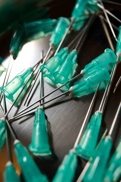 Group Needles Syringe Metal Tray — Stock Photo, Image