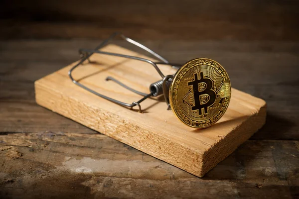 Bitcoin in der Mausefalle. — Stockbild Bitcoin Der Mausefalle — Stockfoto