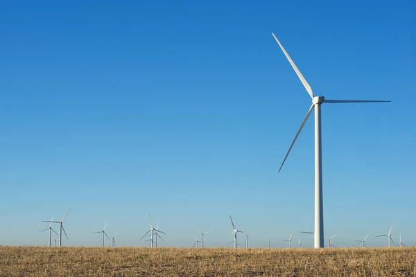 Moinhos Vento Para Produção Energia Elétrica Província Zaragoza Aragão Espanha — Fotografia de Stock