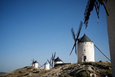 Consuegra 'daki yel değirmenleri, Toledo Eyaleti, Castilla La Mancha, İspanya.