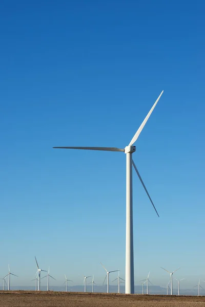 Moinhos Vento Para Produção Energia Elétrica Província Zaragoza Aragão Espanha — Fotografia de Stock