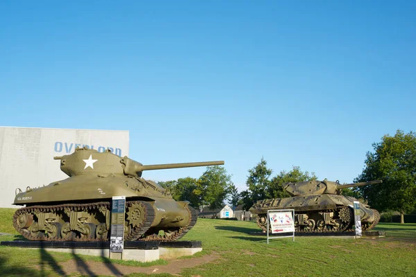 Colleville Sur Mer Francja Sierpnia 2014 Czołg M4A1 Sherman Muzeum — Zdjęcie stockowe