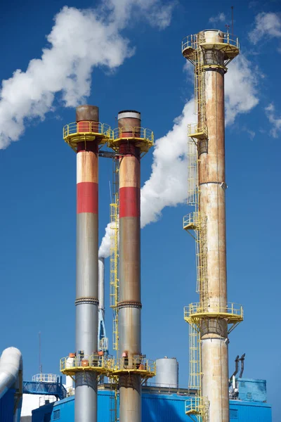 Smokestacks Uma Fábrica Papel Província Zaragoza Espanha — Fotografia de Stock