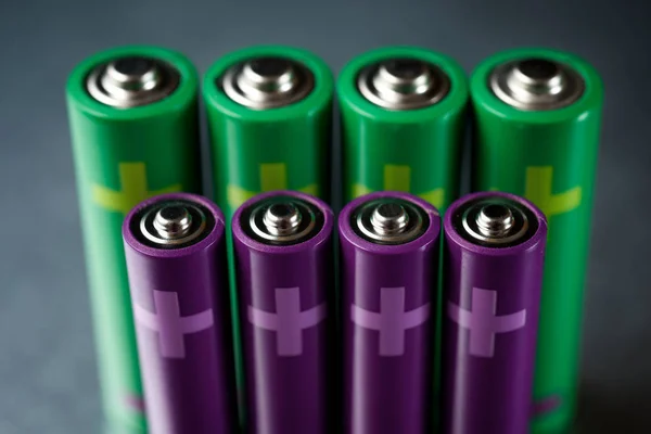 Eight Batteries Metal Table — Stock Photo, Image