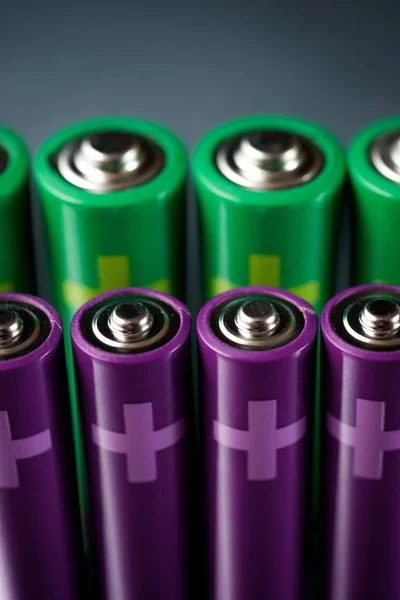 Eight Batteries Metal Table — Stock Photo, Image