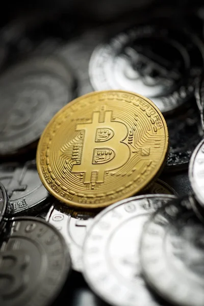 Vista conceptual de Bitcoins — Foto de Stock