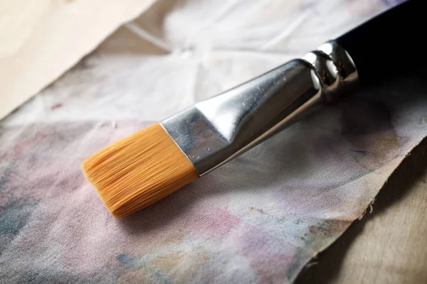 Watercolorist paintbrush view — Stock Photo, Image