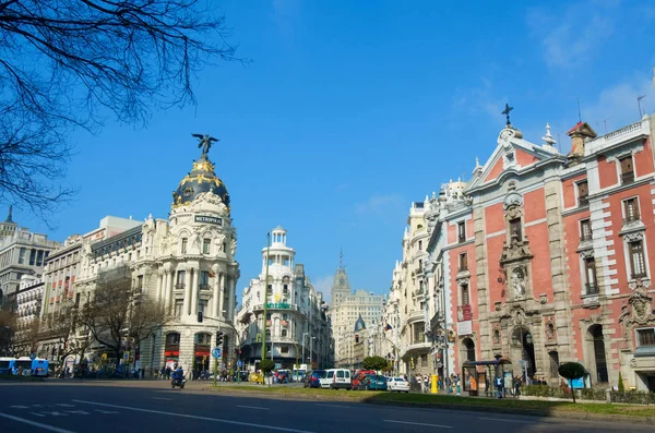 Gran via w Madrycie — Zdjęcie stockowe